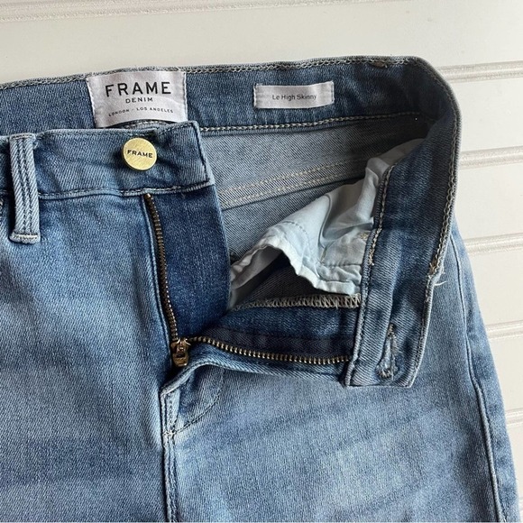 FRAME Denim Raw Hem Jeans Le High Skinny Paltrow Blue Size 25 US 2 Streetwear - Picture 4 of 10